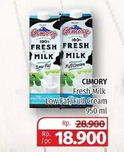 Promo Harga CIMORY Fresh Milk Low Fat, Full Cream 950 ml - Lotte Grosir