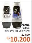 Promo Harga REXONA Men Deo Roll On Invisible Dry, Ice Cool 45 ml - Alfamidi