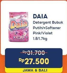 Promo Harga Daia Deterjen Bubuk Putih, + Softener Pink, + Softener Violet 1700 gr - Indomaret