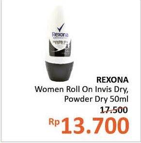 Promo Harga REXONA Deo Roll On Invisible Dry, Power Dry 50 ml - Alfamidi