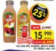 Promo Harga 365 Juice Apel, Jeruk, Jambu, Sirsak 1000 ml - Superindo