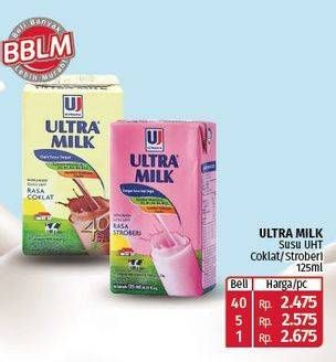 Promo Harga Ultra Milk Susu UHT Coklat, Stroberi 125 ml - Lotte Grosir