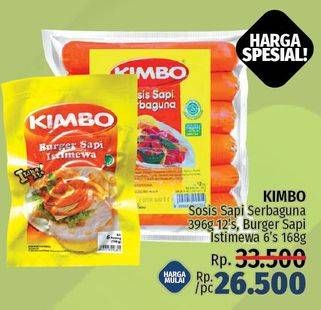 Promo Harga KIMBO Sosis Sapi Serbaguna 12s / Burger Sapi Istimewa 168gr  - LotteMart