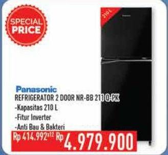 Promo Harga PANASONIC NR-BB211Q | Refrigerator 2 Door 210 ltr - Hypermart