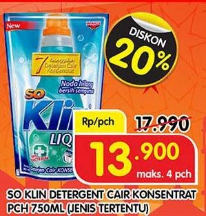 Promo Harga SO KLIN Liquid Detergent 750 ml - Superindo