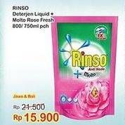 Promo Harga RINSO Liquid Detergent + Molto Pink Rose Fresh 750 ml - Indomaret