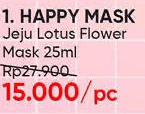 Promo Harga HAPPY MASK Jeju Face Mask Lotus Flower 25 ml - Guardian