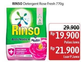 Promo Harga Rinso Anti Noda Deterjen Bubuk + Molto Pink Rose Fresh 770 gr - Alfamidi