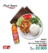 Promo Harga Food Station Paket Ayam Geprek + Teh Pucuk Harum 350ml  - LotteMart