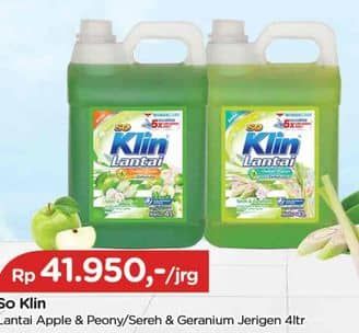 Promo Harga So Klin Pembersih Lantai Hijau Fruity Apple, Sereh Lemongrass 4000 ml - TIP TOP