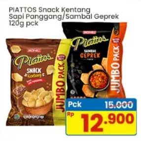 Promo Harga Piattos Snack Kentang Sapi Panggang, Sambal Geprek 120 gr - Indomaret