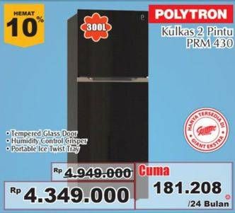 Promo Harga POLYTRON PRM 430X | Refrigerator 300 L  - Giant
