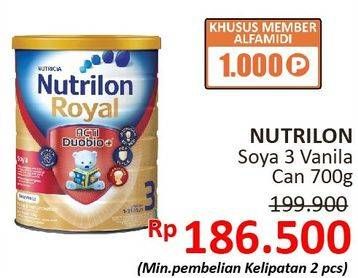 Promo Harga NUTRILON Royal Soya 3 Susu Pertumbuhan Vanilla 700 gr - Alfamidi