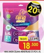Promo Harga Bagus Nina Anion Celana Menstruasi L-XL 2 pcs - Superindo