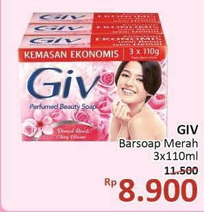 Promo Harga GIV Bar Soap Merah per 3 pcs 110 gr - Alfamidi