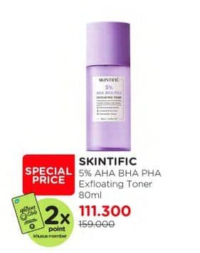 Promo Harga Skintific AHA/BHA Exfoliating Toner 80 ml - Watsons
