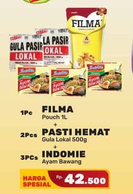 Harga Filma Minyak Goreng + Pasti Hemat Gula Lokal + Indomie Mie Kuah