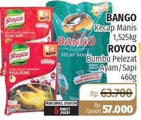 Promo Harga BANGO Kecap Manis 1500ml + ROYCO Penyedap Rasa Ayam 460gr  - Lotte Grosir