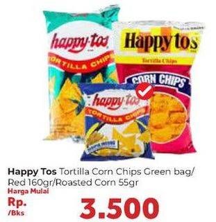 Promo Harga HAPPY TOS Tortilla Chips Jagung Bakar/Roasted Corn, Hijau, Merah 55 gr - Carrefour