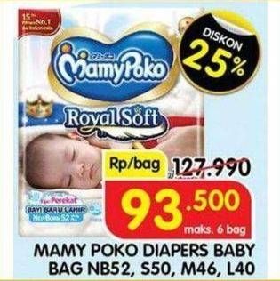 Promo Harga Mamy Poko Perekat Royal Soft NB52 52 pcs - Indomaret