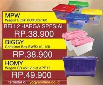 Promo Harga MPW Wagon Contbox 503/16lt / BIGGY Container Box SWBX10 / HOMY Wagon CB 45lt Violet APR17  - Yogya