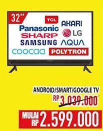 Promo Harga Android/Smart/Google TV Panasonic, Sharp, Samsung, Coocaa, Akari, TCL, LG, AQUA, Polytron  - Hypermart