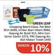 Promo Harga GREEN LEAF Chopping Board/Ember Segi Hugi/Gayung Air Bulat/Mini Container/Alat Makan Travel  - Alfamidi