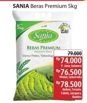 Promo Harga Sania Beras Premium 5000 gr - Alfamidi