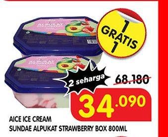 Promo Harga AICE Sundae Alpukat Strawberry 800 ml - Superindo