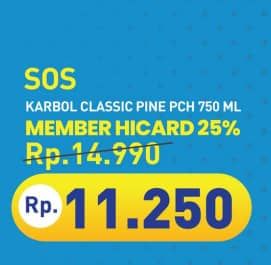 Promo Harga SOS Karbol Wangi Classic Pine 750 ml - Hypermart