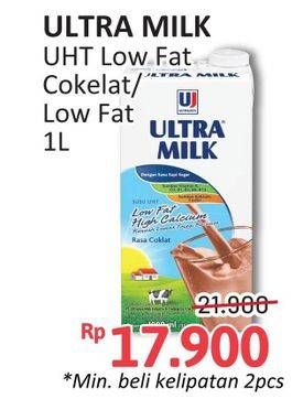 Promo Harga Ultra Milk Susu UHT Low Fat Coklat, Low Fat Full Cream 1000 ml - Alfamidi