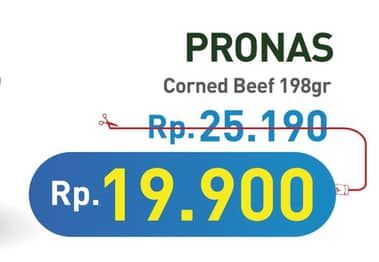 Pronas Corned Beef 198 gr Diskon 21%, Harga Promo Rp19.900, Harga Normal Rp25.190