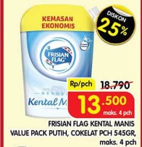 Promo Harga Frisian Flag Susu Kental Manis Putih, Cokelat 545 gr - Superindo