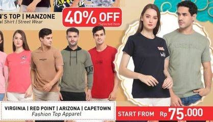 Promo Harga Virigina/Red Point/Arizona/Capetown Fashion Top Apparel  - Carrefour