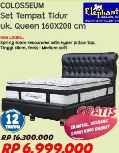 Promo Harga ELEPHANT Colosseum Complete Bed Set Pillow Top Premium 160x200cm  - Courts