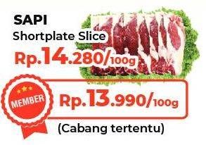 Promo Harga Beef Short Plate Slice per 100 gr - Yogya