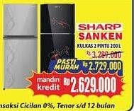 Promo Harga SHARP/SANKEN Kulkas 2 Pintu 200L  - Hypermart