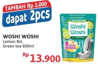 Promo Harga Woshi Woshi Dishwash  Green Tea, Lime Lemon Basil 600 ml - Alfamidi