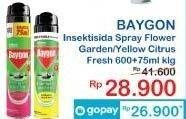 Promo Harga BAYGON Insektisida Spray Flower Garden, Yellow Fresh Scent 600 ml - Indomaret