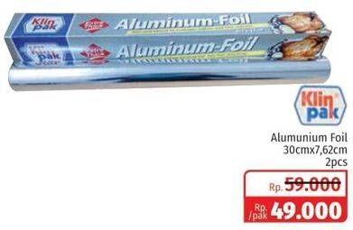 Promo Harga KLINPAK Aluminium Foil 30cm X 7.6m per 2 pcs - Lotte Grosir