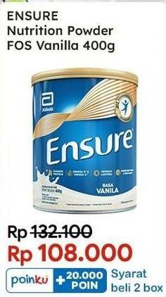 Promo Harga Ensure Nutrition Powder FOS Vanila 400 gr - Indomaret