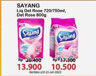 Promo Harga Sayang Liquid Detergent Rose 800 ml - Alfamart