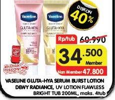 Promo Harga Vaseline Healthy Bright Gluta-Hya Lotion Dewy Radiance, Flawless Bright 200 ml - Superindo
