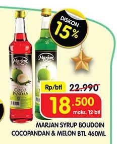 Promo Harga Marjan Syrup Boudoin Cocopandan, Melon 460 ml - Superindo