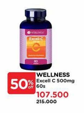Promo Harga Wellness Excell C 500mg 60 pcs - Watsons