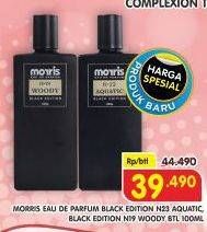 Promo Harga Morris Eau De Parfum Black Edition N19 Woody, N23 Aquatic Black Edition 100 ml - Superindo