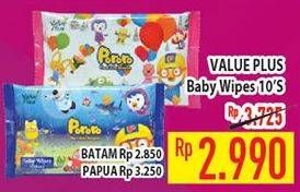 Promo Harga VALUE PLUS Baby Wipes 10 pcs - Hypermart