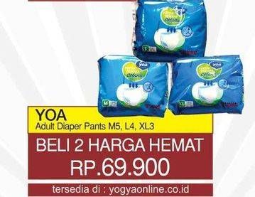 Promo Harga YOA Adult Diapers Pants M5, L4, XL3 per 2 pouch - Yogya