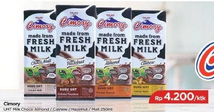 Promo Harga CIMORY Fresh Milk Almond, Cashew, Hazelnut, Chocolate 250 ml - TIP TOP