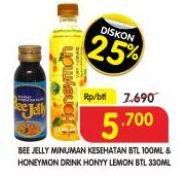 Promo Harga BEE Jelly Minuman Kesehatan Btl 100ml & HONEYMON Drink Honyy Lemon Btl 330ml  - Superindo